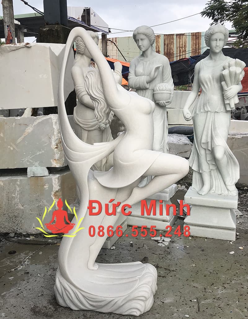 Tượng Nghệ Thuật Đá Mẫu Cô Gái Múa Lụa Đẹp