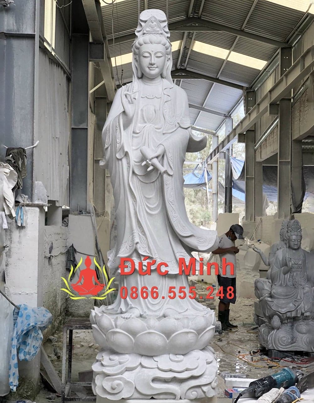 Tượng Phật Quan Âm Đá Non Nước Đẹp Cao 3m