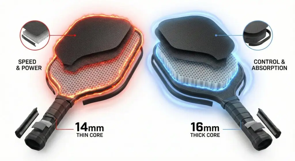 So sánh vợt Pickleball 14mm và 16mm: Nên chọn loại nào?