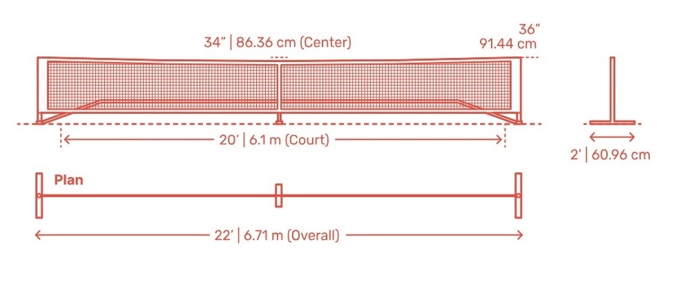 Chiều cao lưới Pickleball đạt tiêu chuẩn thi đấu