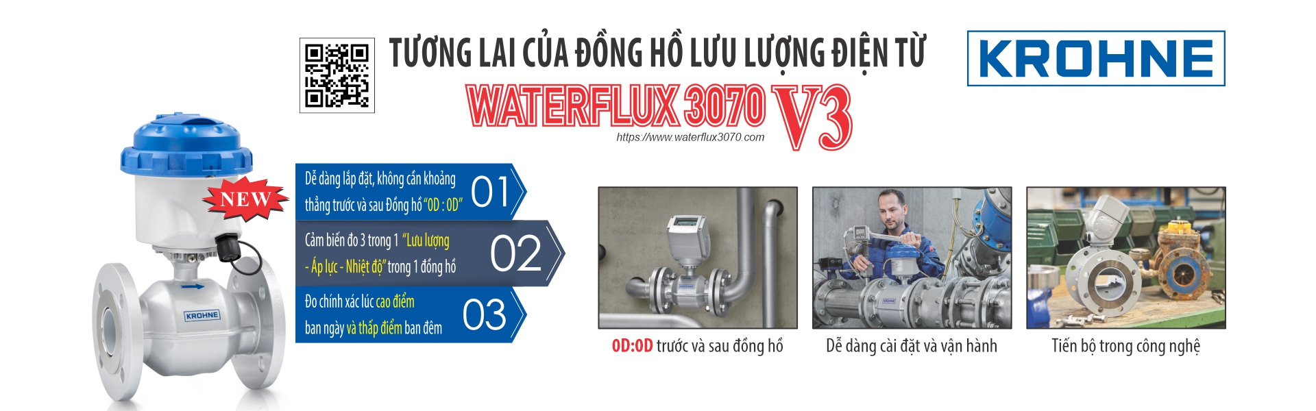 Đồng hồ điện từ Krohne Waterflux 3070