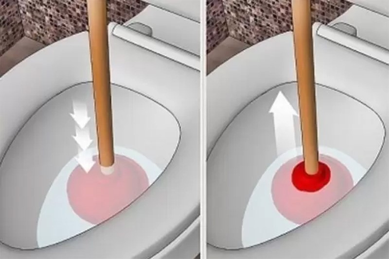 Cách dùng cây thụt bồn cầu truyền thống