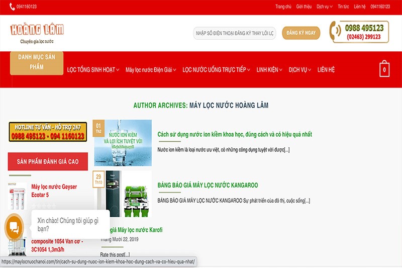 Cửa hàng máy lọc nước Hoàng Lâm