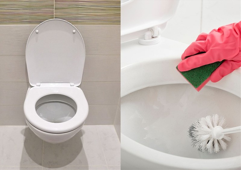 Luôn đeo bao tay khi tẩy bồn cầu