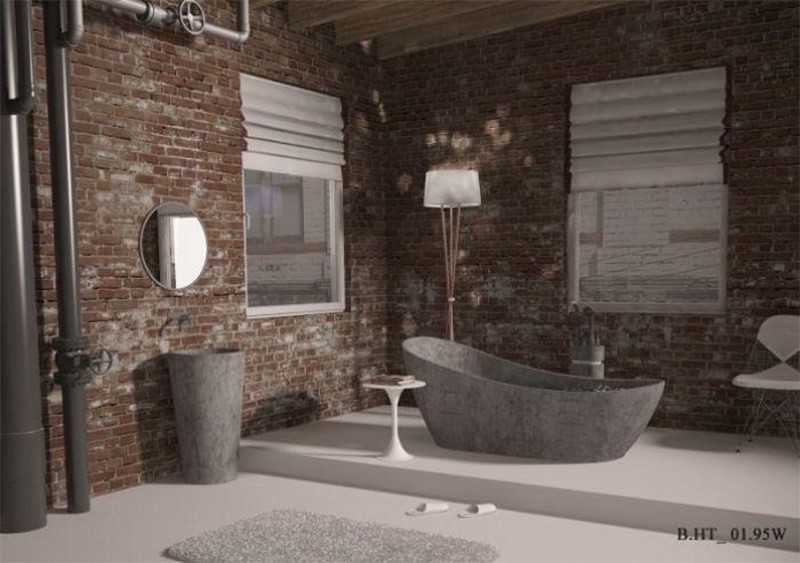 Mẫu bồn tắm bằng xi măng hình oval