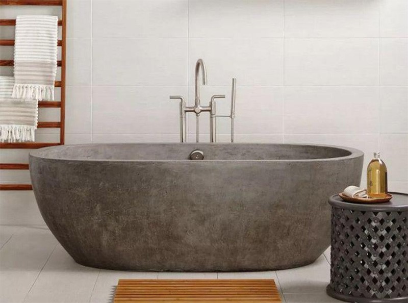 Mẫu bồn tắm xi măng hình elip