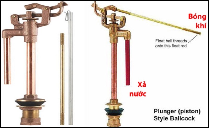 Phao bồn cầu loại piston bằng đồng