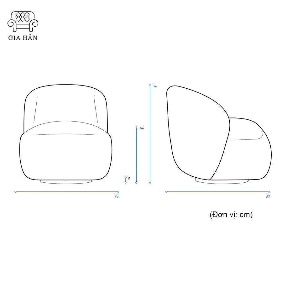 Ghế Armchair - Sofa Đơn Vải Nỉ AC-001 sofa gia hân