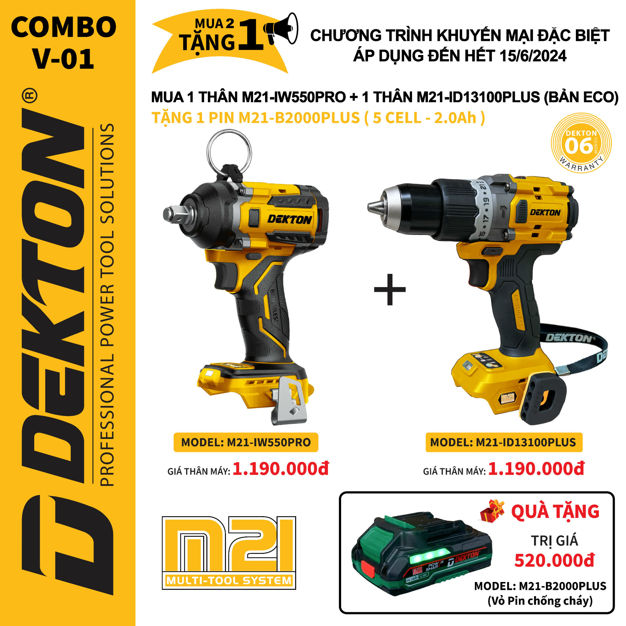 TẶNG NGAY 1 PIN 2.0AH PLUS KHI MUA COMBO MÁY SIẾT BULONG VÀ MÁY KHOAN!