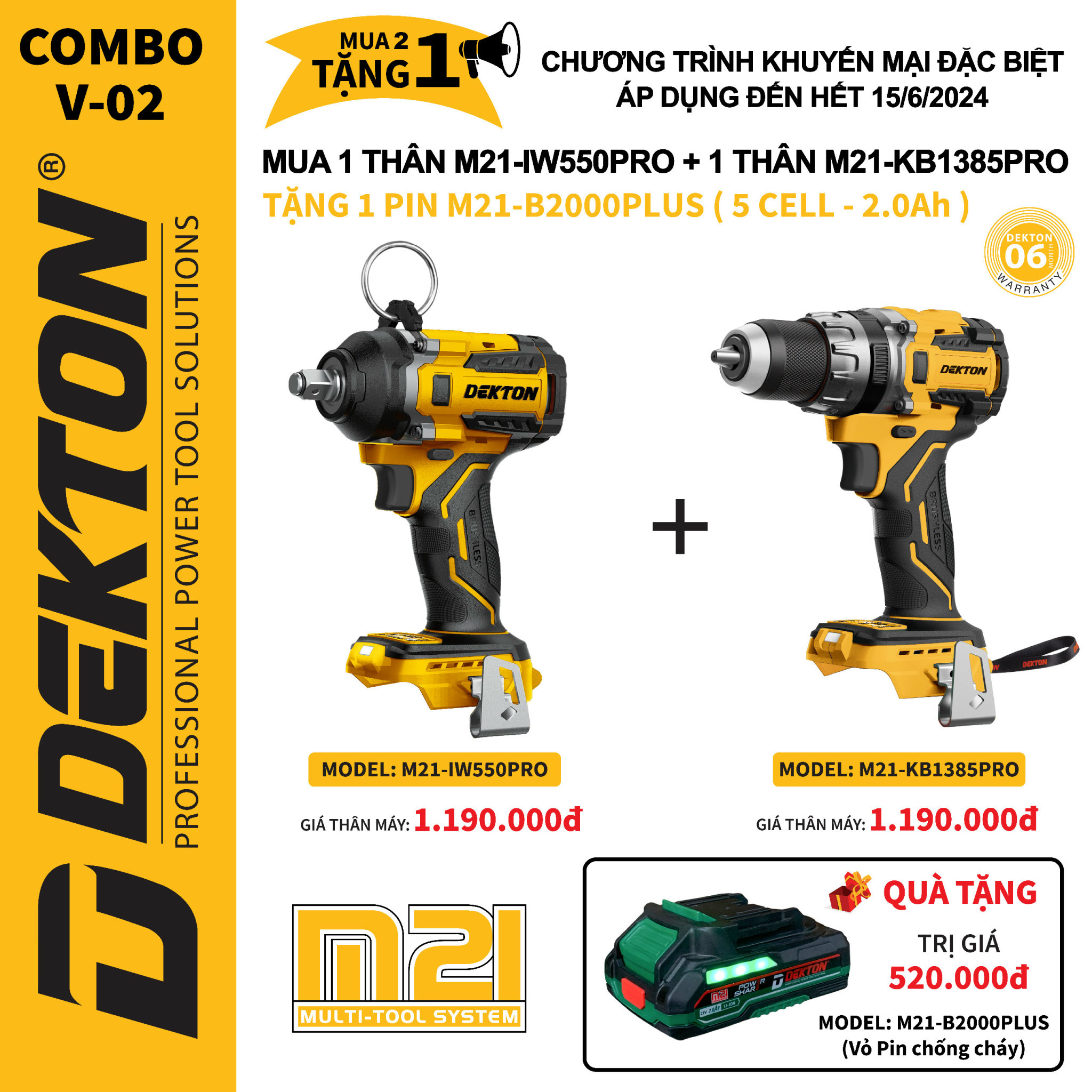 TẶNG NGAY 1 PIN 2.0AH PLUS KHI MUA COMBO MÁY SIẾT BULONG VÀ MÁY KHOAN!