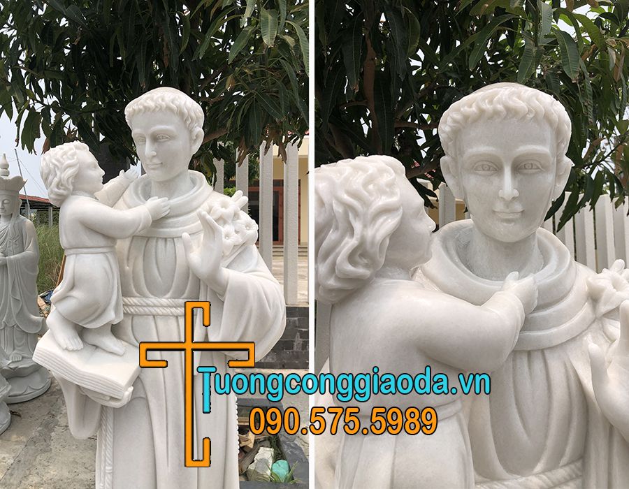 Diện tượng thánh anton bồng chúa hài đồng bằng đá đẹp