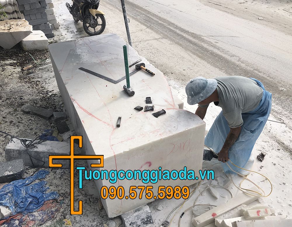 Tượng Đức Mẹ Ban Ơn Đá Cẩm Thạch Trắng Nguyên Liệu