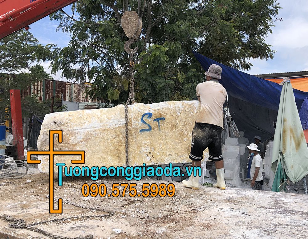 Phôi tượng thánh giuse bồng chúa bằng đá trắng đẹp