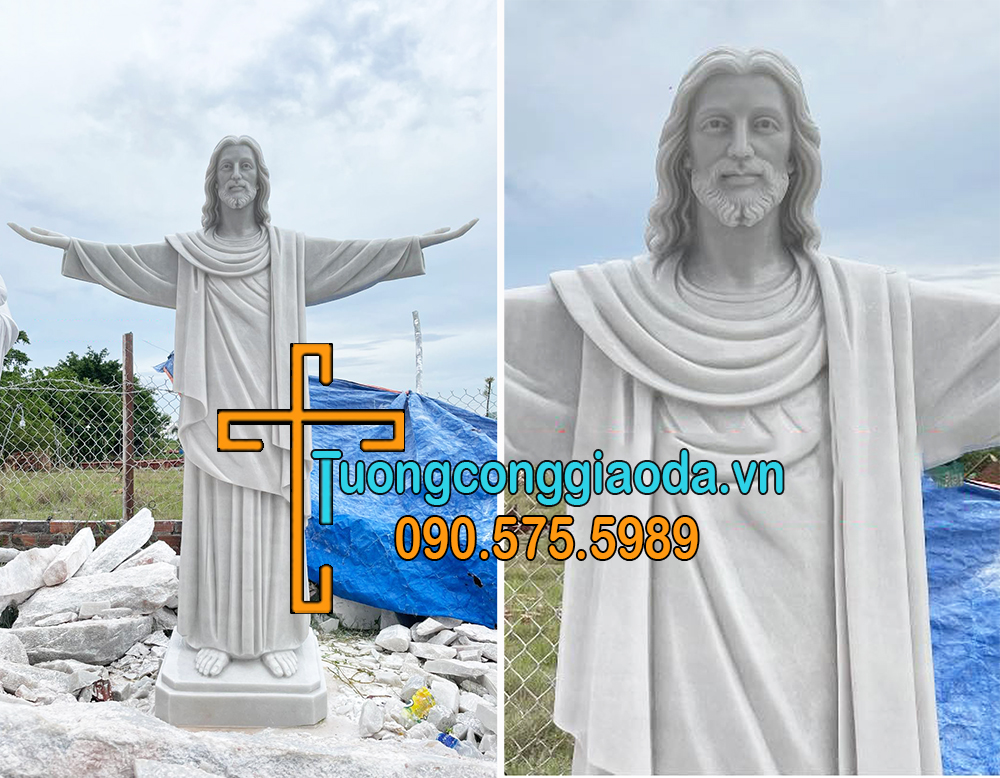 Tượng chúa kitô vua cứu thế bằng đá trắng đẹp
