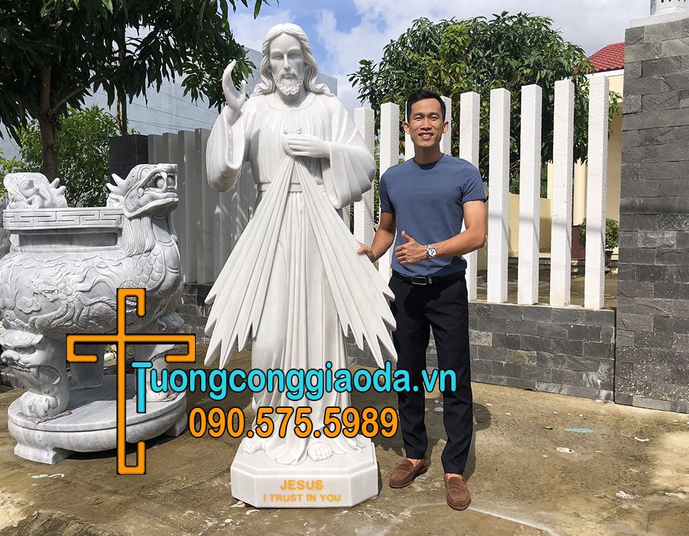 Tượng Chúa Thương Xót Bằng Đá Trắng Đẹp Nhất Cao 2m