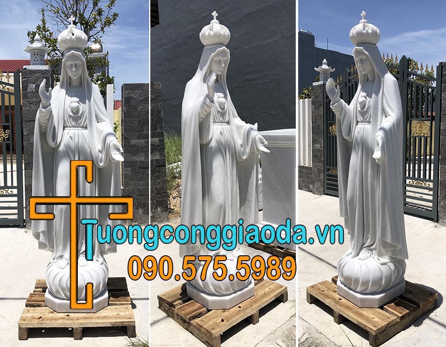 tượng đức mẹ Fatima bằng đá trắng đẹp nhất cao 2m