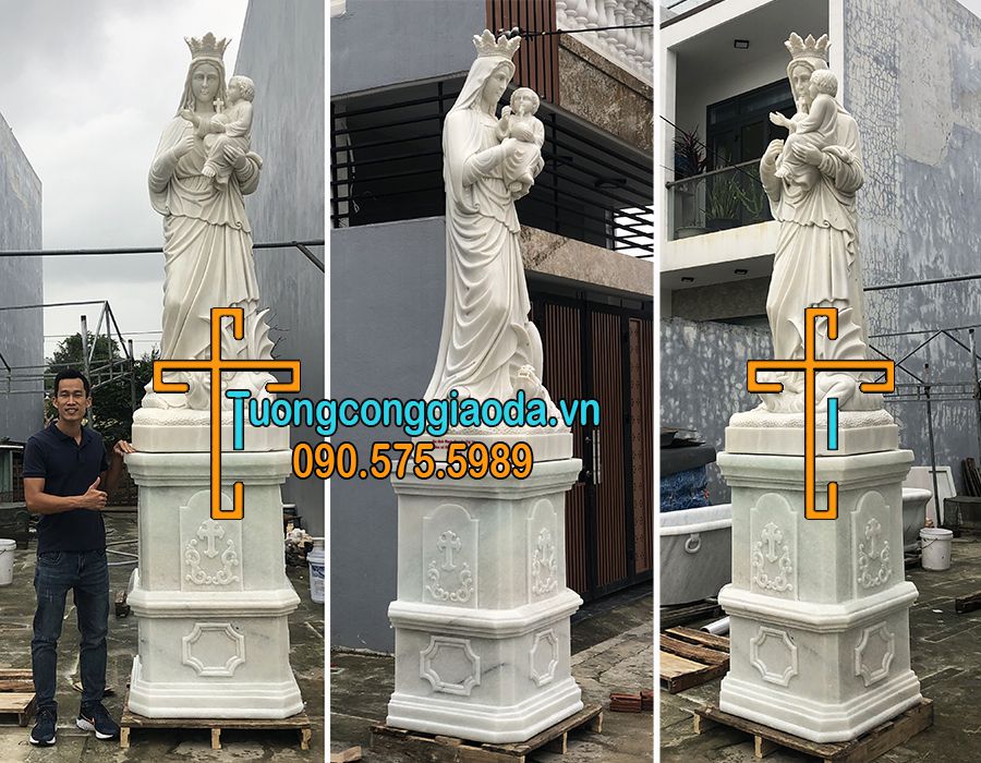 Tượng Đức Mẹ Hằng Cứu Giúp Đá Cẩm Thạch Nguyên Khối Đẹp Cao 3,2m Hoàn Thiện.