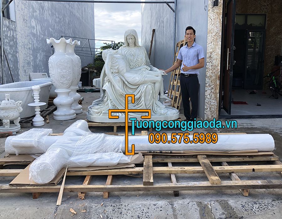 Tượng Đức Mẹ Sầu Bi Bằng Đá Cẩm Thạch Đẹp Cao 1m6 Hoàn Thiện