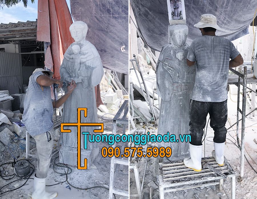 Tượng Thánh Antôn Bằng Đá Cẩm Thạch Xám Đẹp Nhất