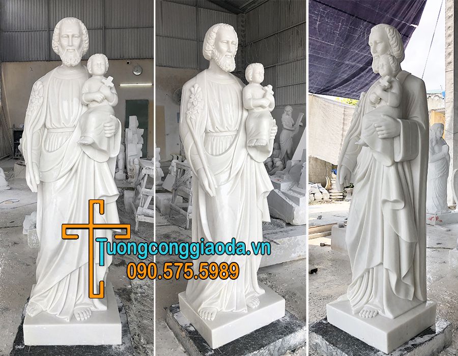 Tượng Thánh Giuse Bồng Chúa Hoàn Thiện Tại Đá Mỹ Nghệ Song Toàn