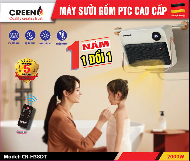 Hướng dẫn sử dụng Máy sưởi gốm CREEN CR-H38DT