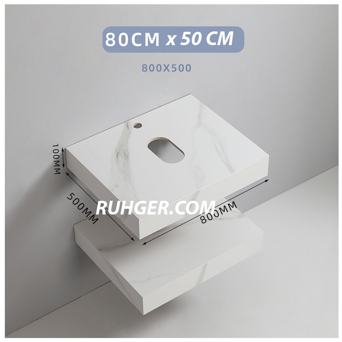 Bàn đá 2 tầng phòng tắm CB21 – đá nhân tạo chống bám, thiết kế sang trọng, tiết kiệm diện tích