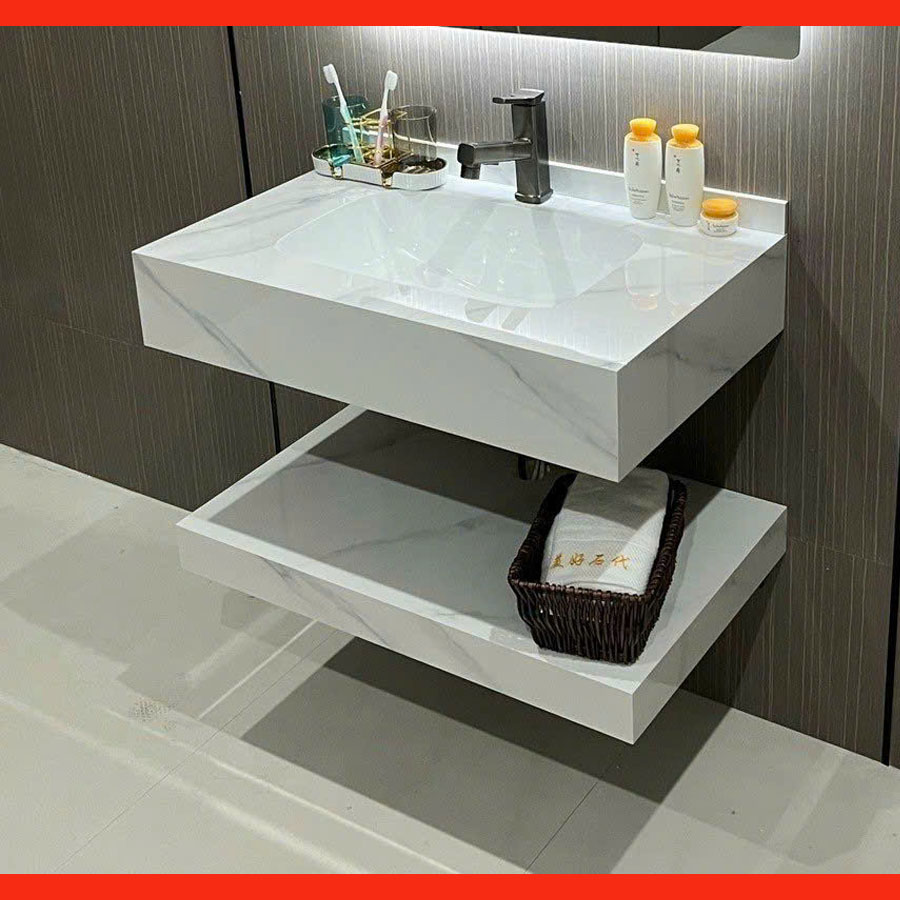 Bàn đá 2 tầng chậu sứ RUHGERLUX – Chất liệu đá cao cấp, thiết kế sang trọng