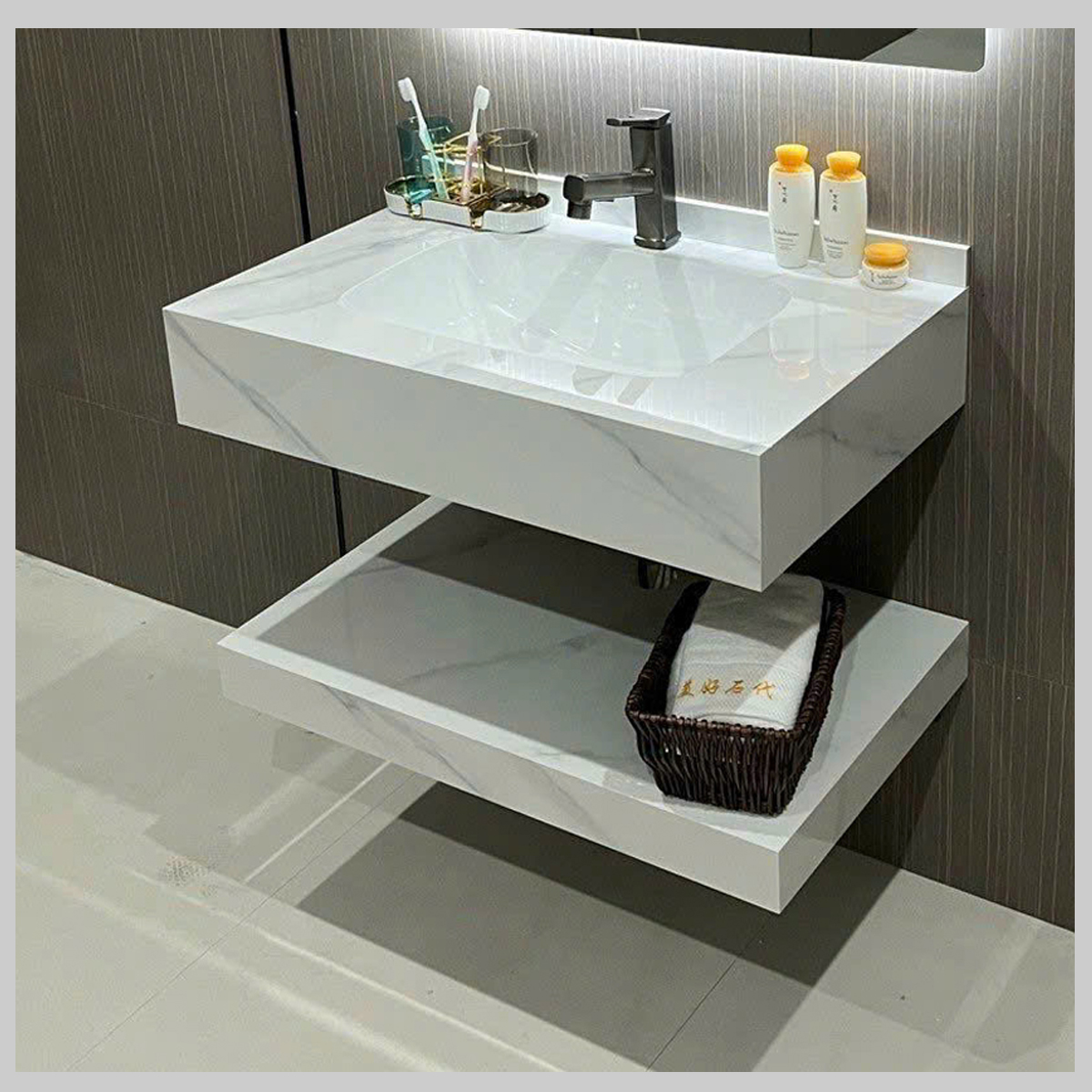 Bàn đá tích hợp chậu sứ cao cấp TD32, thiết kế sang trọng, chống bám bẩn