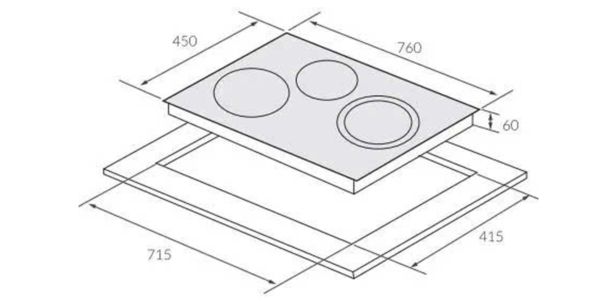 Bản vẽ ,bếp từ Eurosun EU-TE882G tại