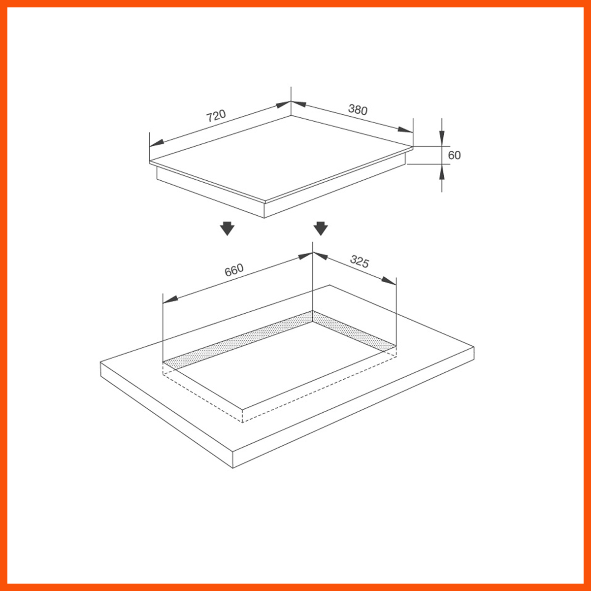 Bản Vẽ Kỹ Thuật Bếp từ MALLOCA MH-02IS chính hãng – 2 vùng nấu cảm ứng, mặt kính EuroKera