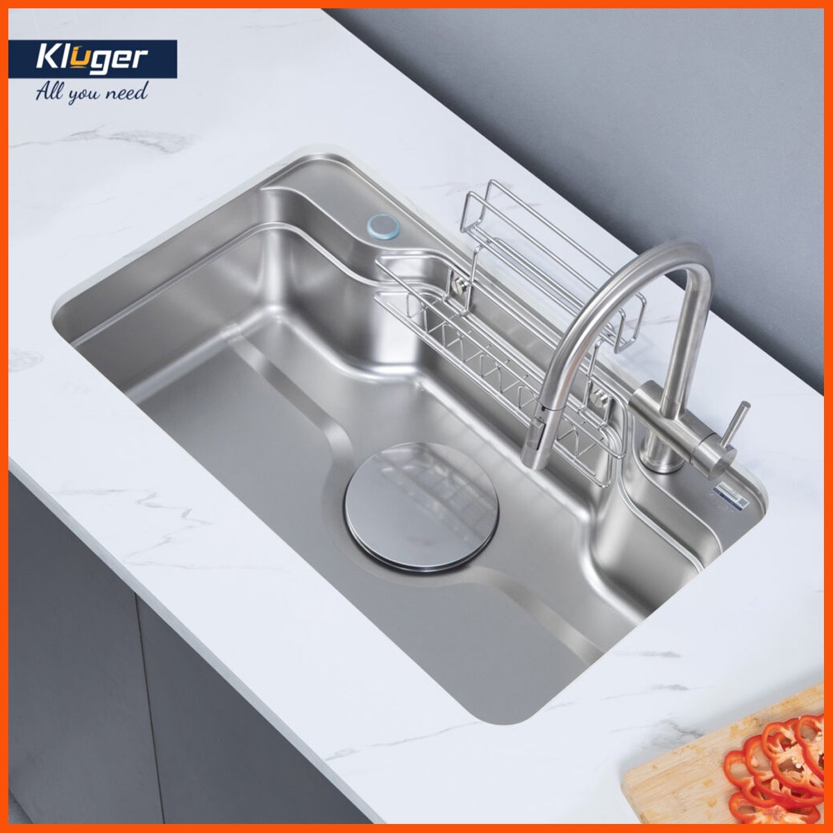 Bề mặt LINEN thế hệ mới chống trầy xước và bám bẩn trên chậu rửa Kluger KF7848FS