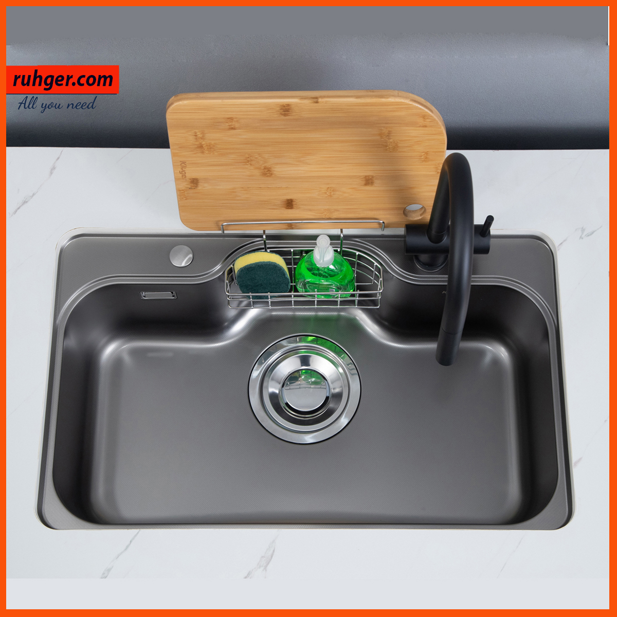 Bề mặt LINEN chống xước với lớp phủ Nano Ceramic – chậu rửa Kluger KT8050FB