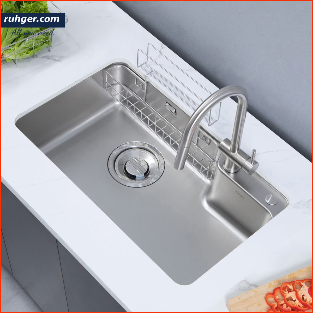 Bề mặt SUPER LINEN chậu rửa bát Kluger KH8048SL Plus chống trầy xước, dễ vệ sinh