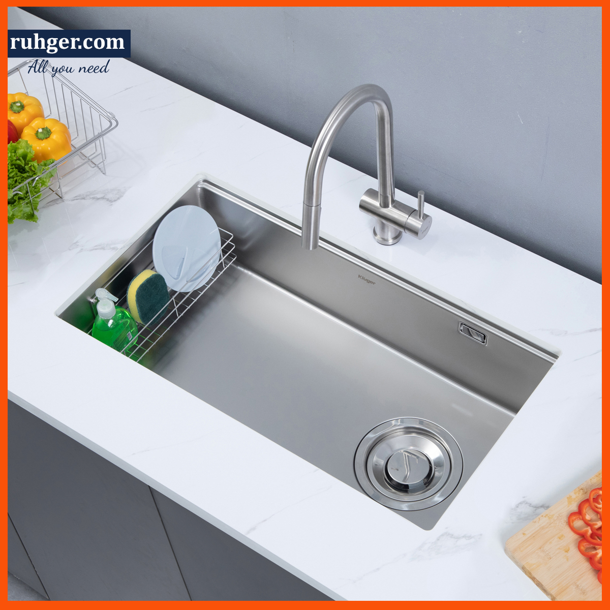 Bề mặt SUPER LINEN và lớp phủ Nano Ceramic chống bám bẩn trên chậu Kluger KY8045FS