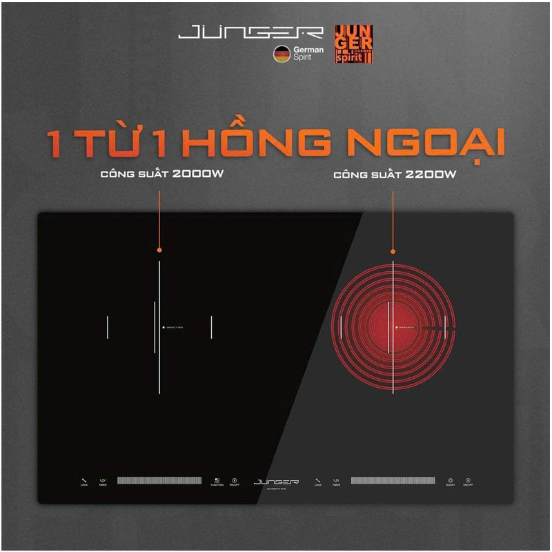 Bếp điện từ Junger CEJ-203-IF với 2 vùng nấu linh hoạt
