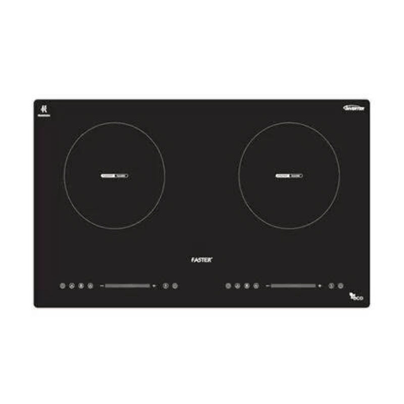 Bếp từ đôi Faster FS 825I mặt kính Kanger bo viền kim loại