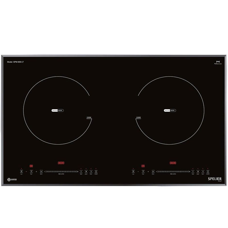Bếp Từ Đôi Spelier SPM-958LT mặt kính in gương, 2 vùng nấu từ, thiết kế cao cấp