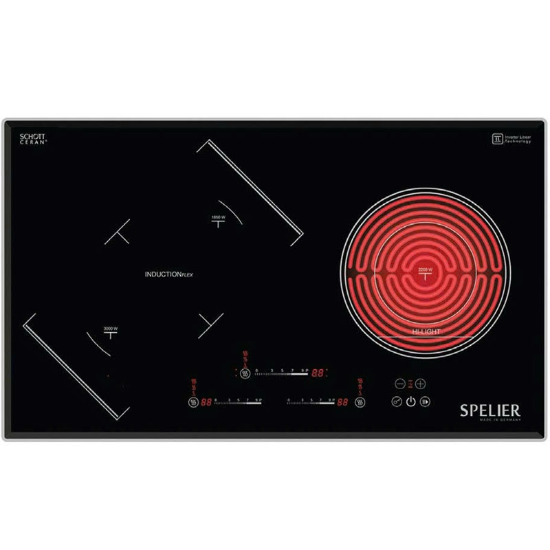 Bếp Từ – Hồng Ngoại Spelier SPE IC 938 EG với 3 vùng nấu, mặt kính Schott Ceran, thiết kế hiện đại