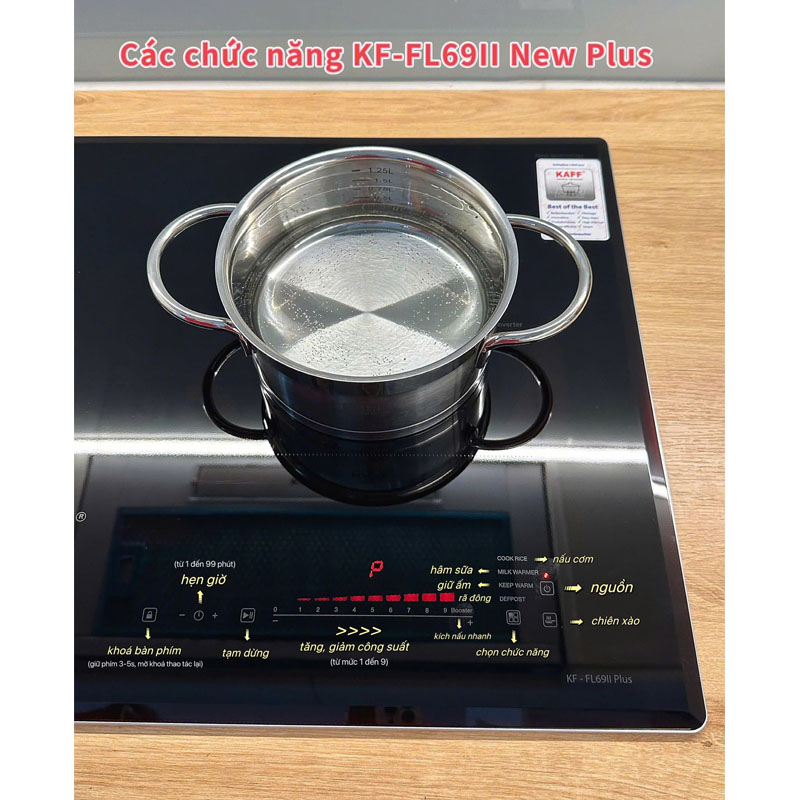 Bếp từ Kaff KF-FL69II Plus với 2 bảng điều khiển cảm ứng Slider riêng biệt dễ sử dụng