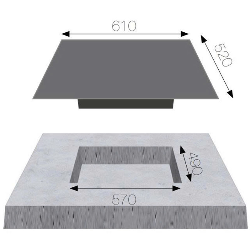 Kích thước mặt kính và kích thước khoét đá bếp từ Kaff KF-SQ520HID