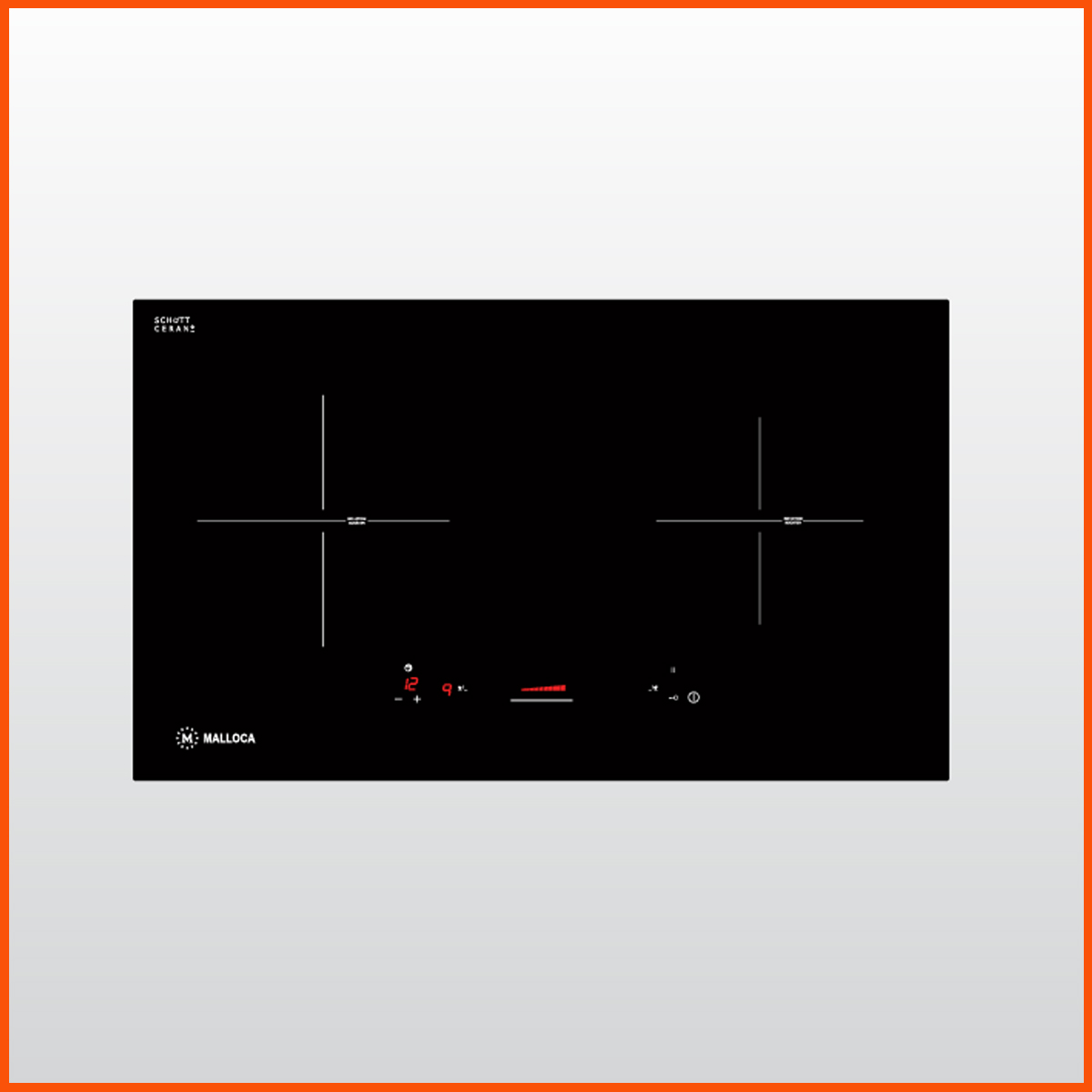 Bếp từ MALLOCA 732 SL – 2 vùng nấu cảm ứng, mặt kính Schott Ceran, điều khiển slider