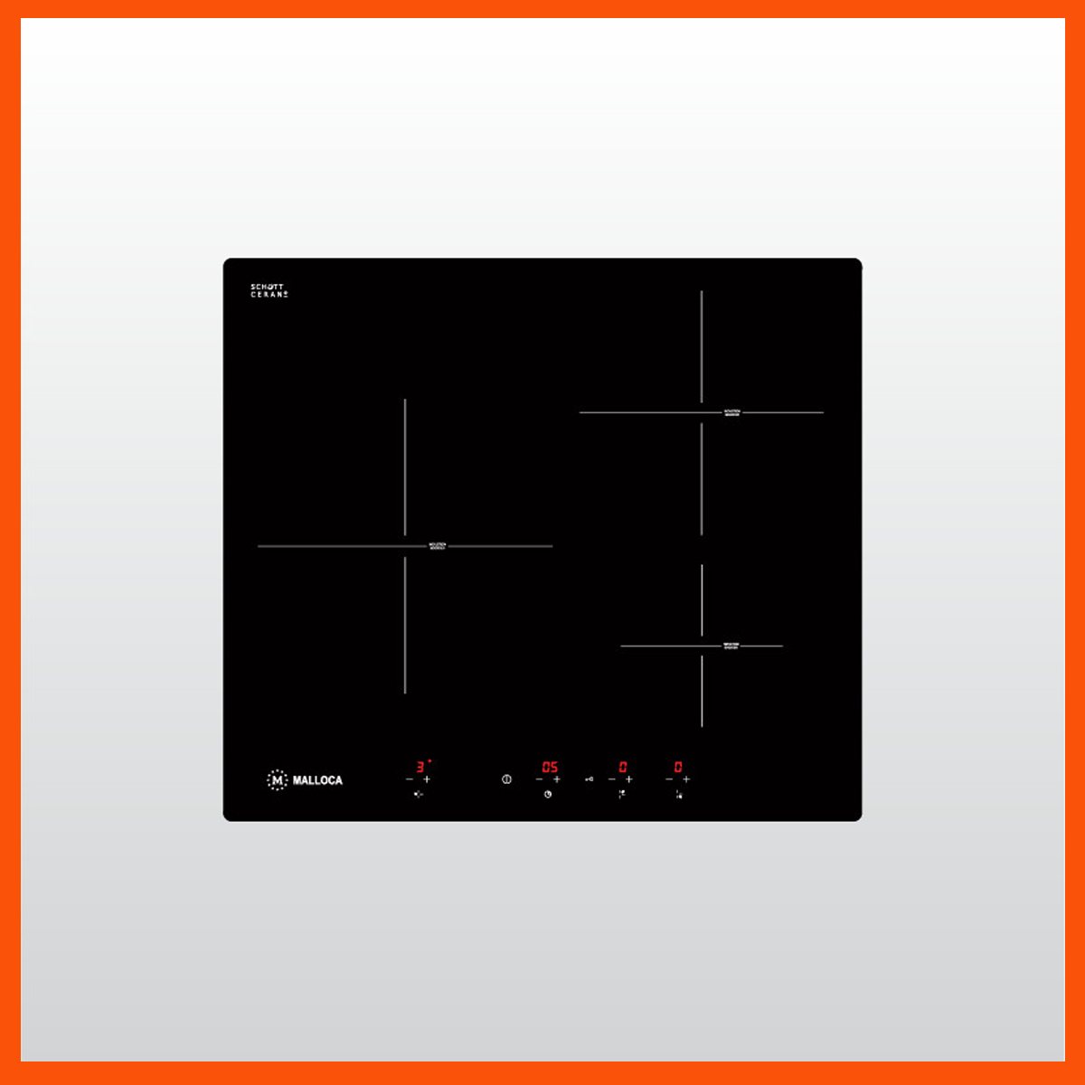 Bếp từ MALLOCA MI 593 BN – 3 vùng nấu, điều khiển cảm ứng, mặt kính Schott Ceran