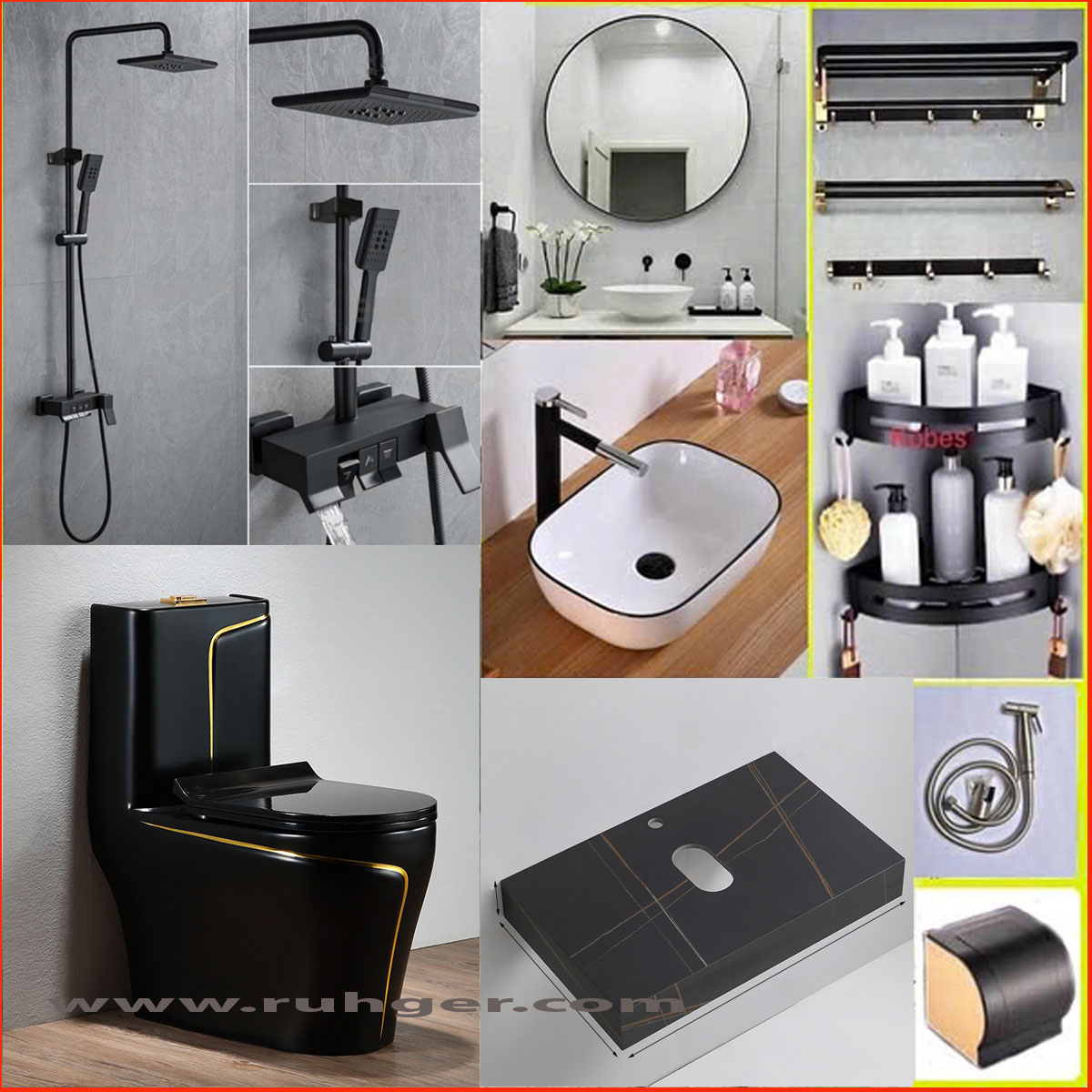 Trọn bộ combo thiết bị vệ sinh phòng tắm CB-28 cao cấp, đầy đủ 10 món, thiết kế sang trọng, hiện đại.