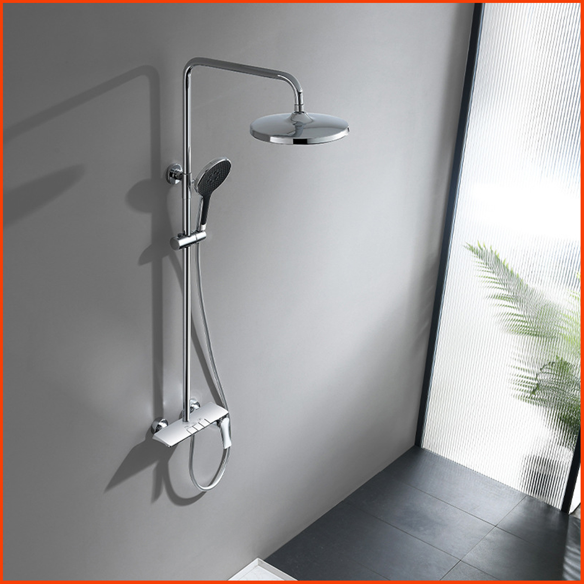 Bộ vòi sen RGL S3006LUX khi lắp đặt trong phòng tắm, thiết kế sang trọng, phù hợp với không gian hiện đại