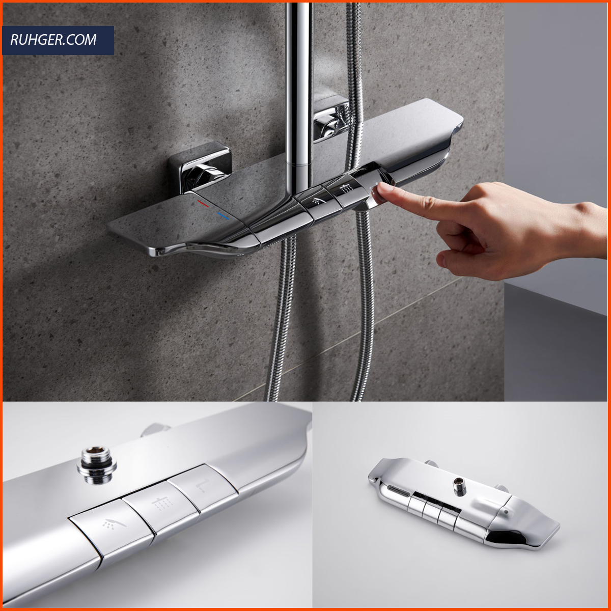 phím điều khiển chức năng dễ dàng của vòi sen RGL S3009LUX, phù hợp cho mọi lứa tuổi