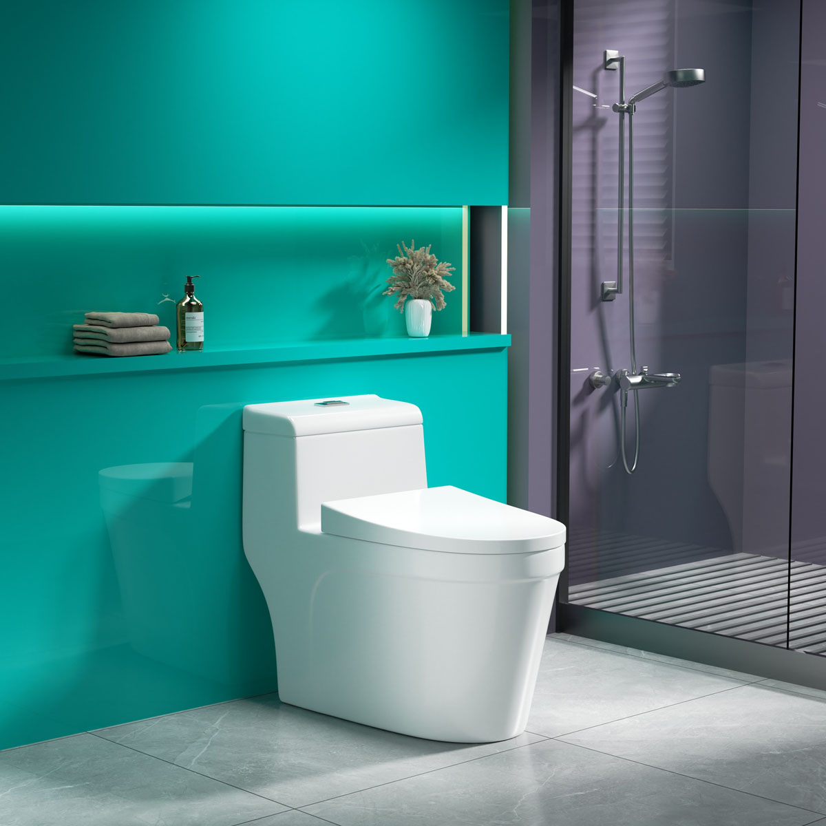 Bồn cầu 1 khối 038S cao cấp với công nghệ men tuyết nano, chống bám bẩn hiệu quả