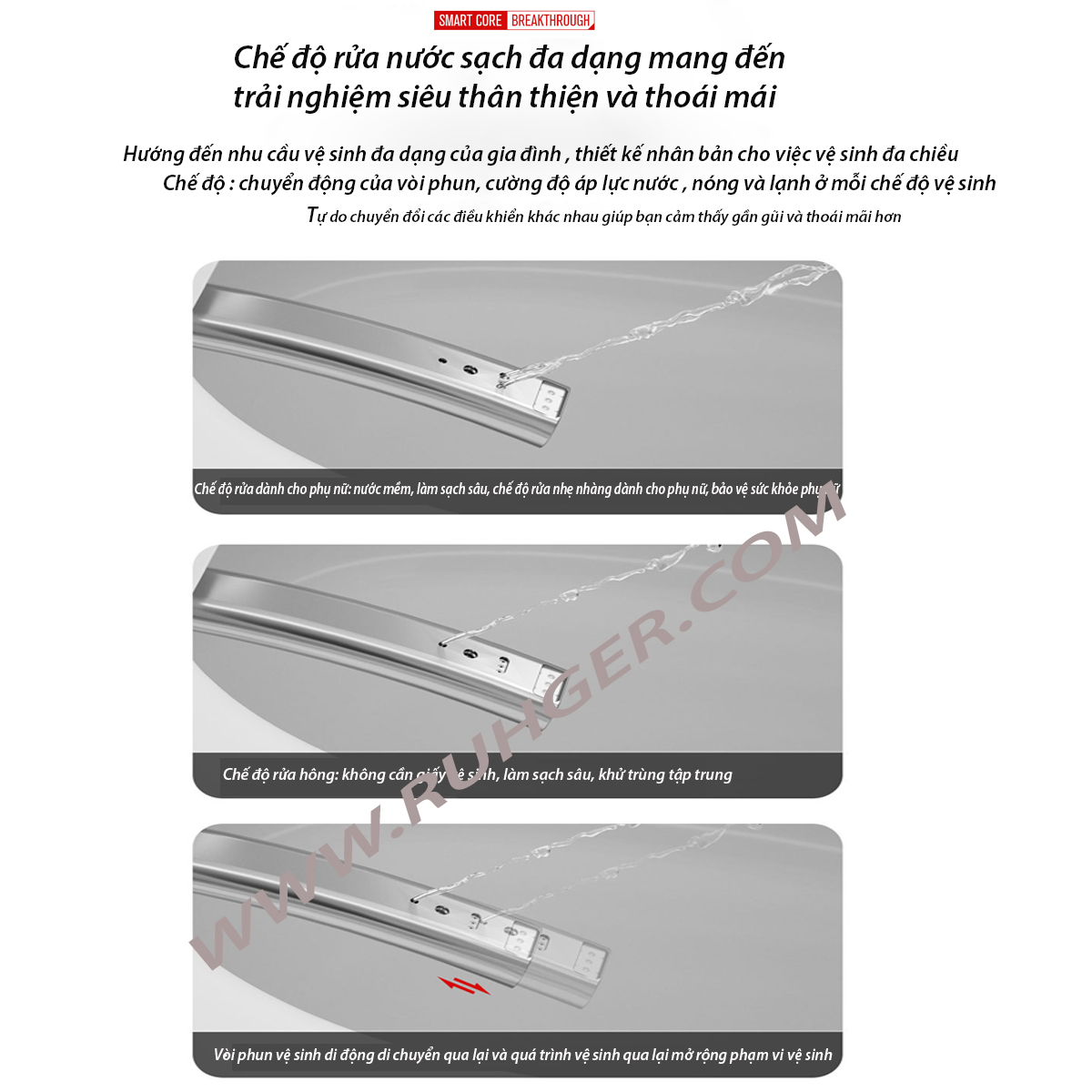 Bồn cầu CR 6944 với chế độ xịt rửa tự động, vệ sinh tối ưu