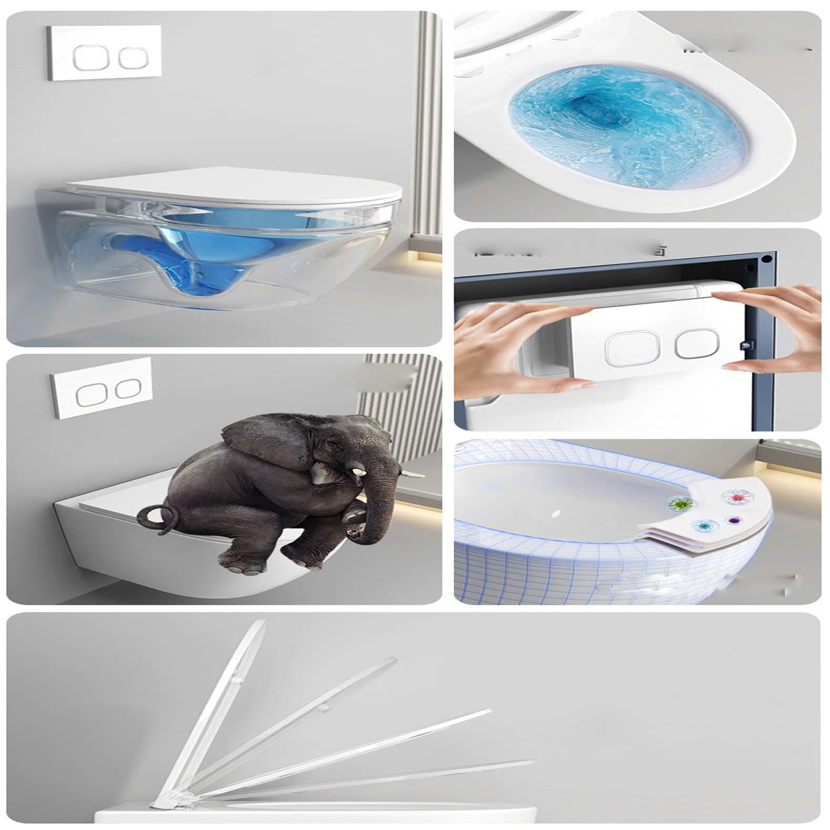 Bồn cầu treo tường BT-8014 lắp đặt thực tế chịu lực gần 300 kg ,trong phòng tắm hiện đại, giúp không gian rộng rãi hơn