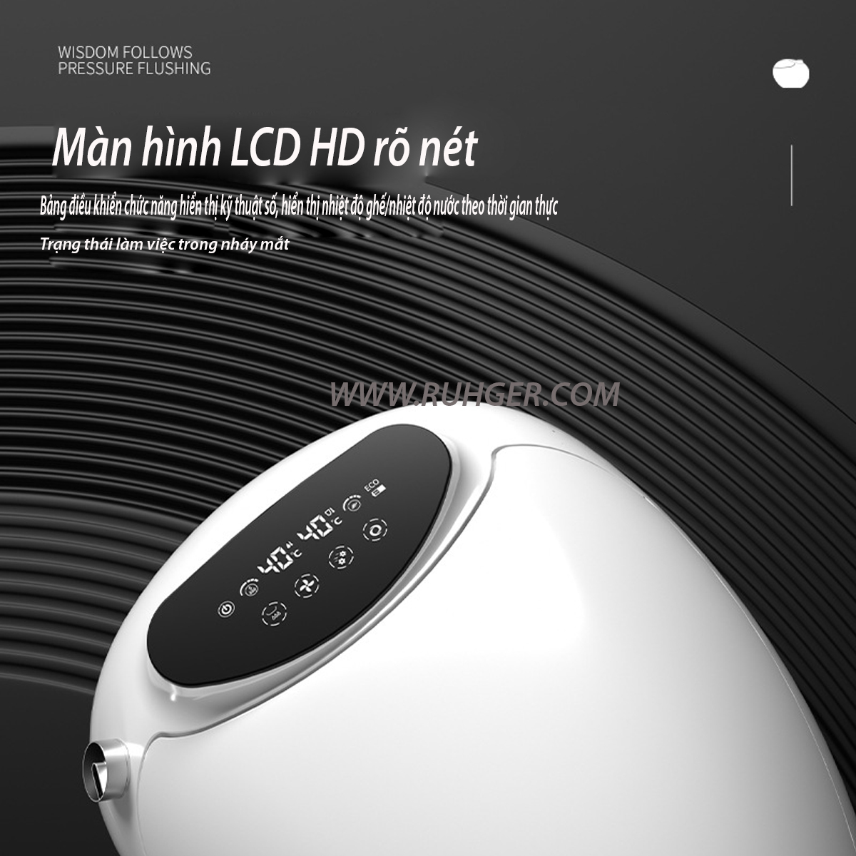 Bồn cầu CR236 có màn hình LCD HD hiển thị nhiệt độ