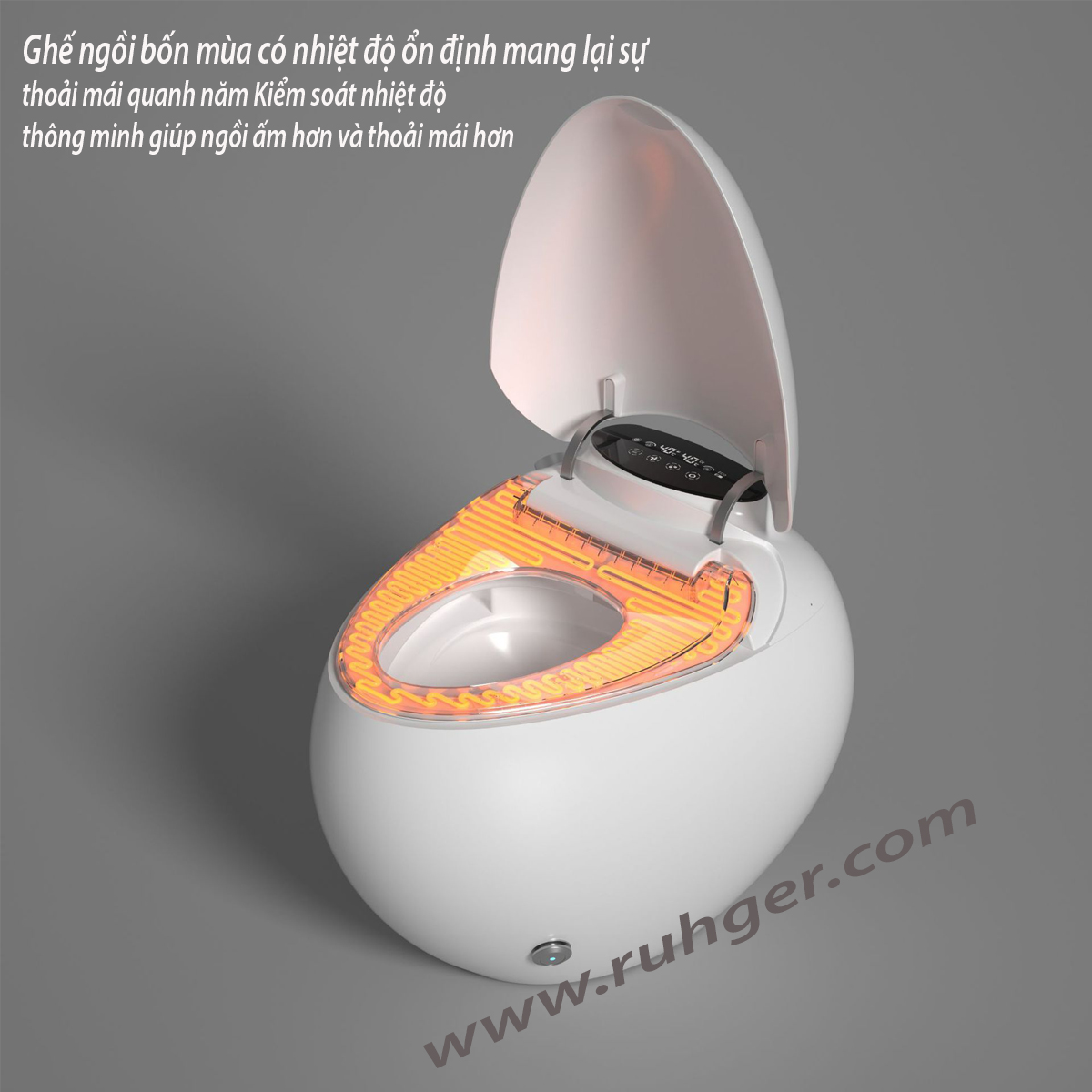 Bồn cầu CR236 làm ấm bệ ngồi tự động, phù hợp với thời tiết lạnh